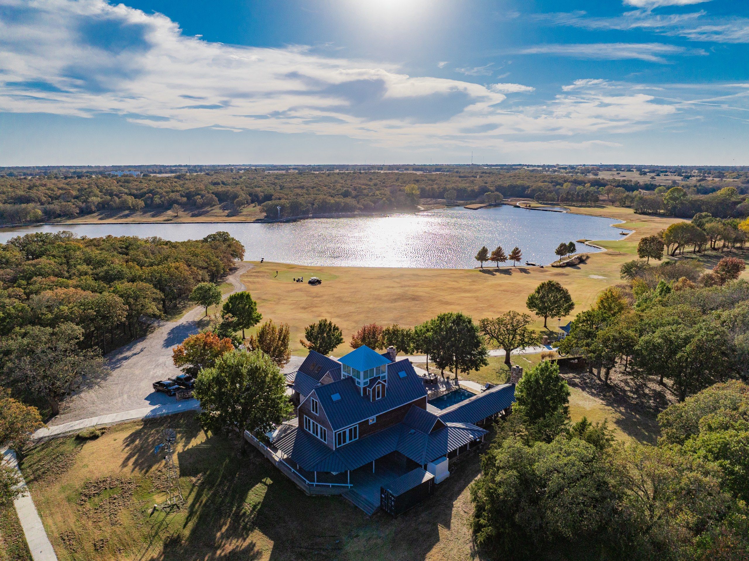 Aerial view of Oak Hills Ranch, 1,000 acres of Texas Hill Country wilderness.